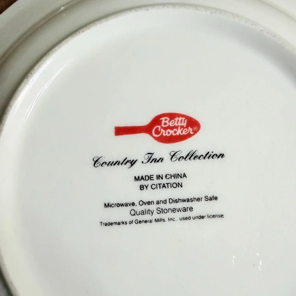 3 VTG 90s Betty Crocker Country Inn Rim Soup Bowls Stoneware Farmhouse Gingham